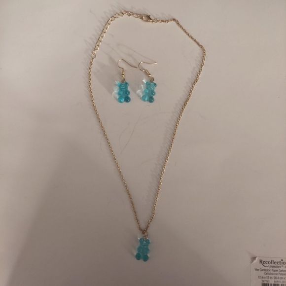 Gummy Bear Pendant Necklace & Drop Earrings - Picture 2 of 4